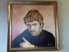 A painting of George Michael in frame