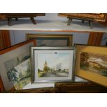 Four good framed and glazed and one unframed watercolours, COLLECT ONLY.