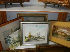 Four good framed and glazed and one unframed watercolours, COLLECT ONLY.