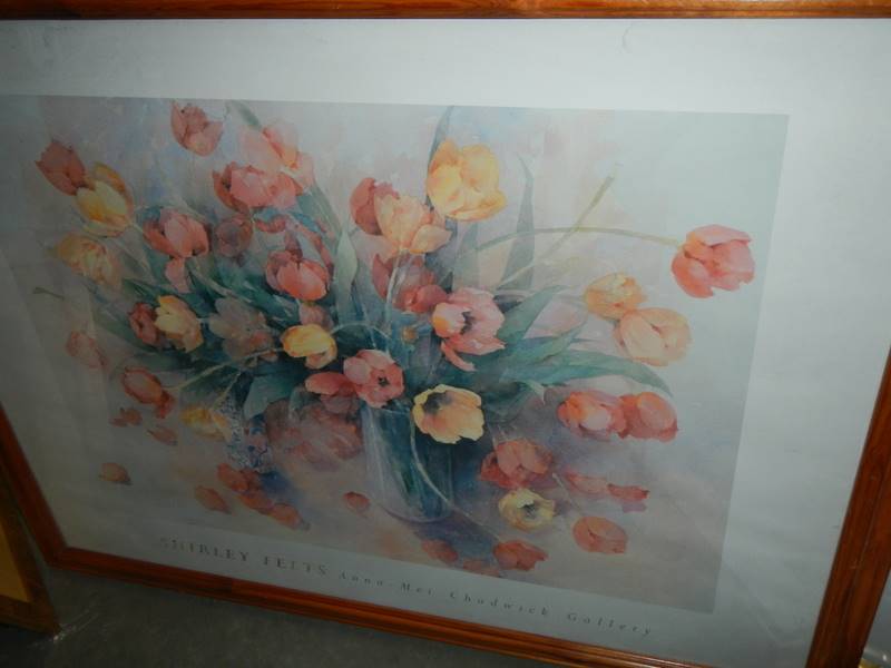Four large floral furnishing prints, COLLECT ONLY. - Image 2 of 5
