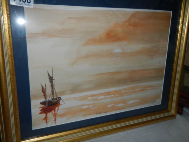 Two framed and glazed watercolour seascapes, COLLECT ONLY. - Image 3 of 4