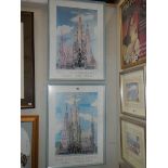 Two framed and glazed Temple Sagrada Familia, Gaudi Barcelona posters, COLLECT ONLY.