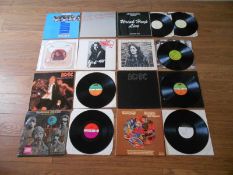 Collection of 10 Rock vinyl LPs including, Rory Gallagher, AC/DC, Vanilla Fudge etc. including