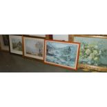 Five good furnishing watercolours and prints, COLLECT ONLY.