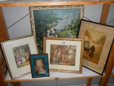 Five mid 20th century framed and glazed prints, COLLECT ONLY