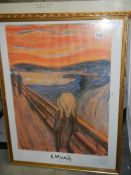 A framed and glazed print of The Scream by E Munch, COLLECT ONLY.