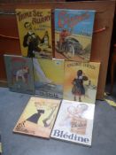 Seven good late 20th century advertising prints on canvas, COLLECT ONLY.