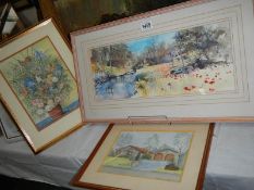 Three good framed and glazed watercolours, COLLECT ONLY.