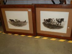 A pair of Spalding farming prints in oak framed, COLLECT ONLY.