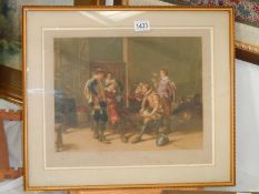 A framed and glazed coloured engraving. COLLECT ONLY.