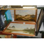 Four assorted oils and watercolours, COLLECT ONLY.