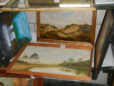 Four assorted oils and watercolours, COLLECT ONLY.