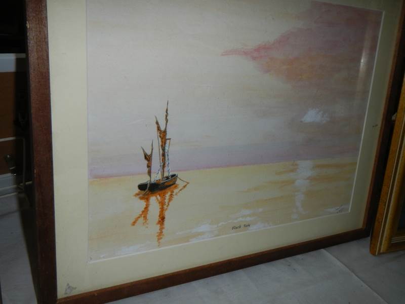 Two framed and glazed watercolour seascapes, COLLECT ONLY. - Image 2 of 4