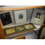 Two framed and glazed engravings, a picture of an elderly lady and one other picture. COLLECT ONLY.