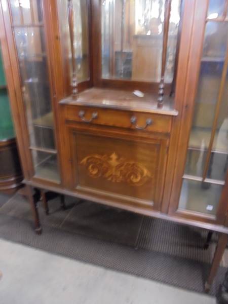 An Edwardian mahogany inlaid display cabinet, COLLECT ONLY. - Image 2 of 3