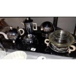 A vintage heat master tea set with chrome covers, sweet treat bowl etc