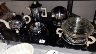 A vintage heat master tea set with chrome covers, sweet treat bowl etc