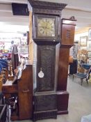 A good carved oak Grandfather clock with brass dial, COLLECT ONLY.