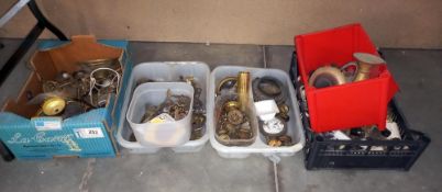 A quantity of boxes of workshop brass etc including lighting parts COLLECT ONLY