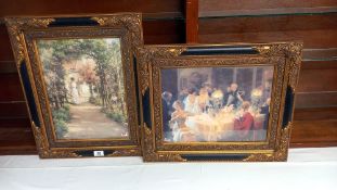 2 decorative antique style frames with prints by Blacklock 1918 COLLECT ONLY