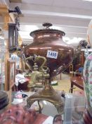 A Victorian copper samovar with brass fittings. COLLECT ONLY.