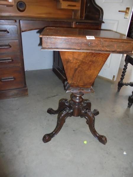 A Victorian cabriole leg sewing table, COLLECT ONLY. - Image 2 of 2