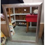 A large silver framed bevel edge mirror 90cm x 116cm COLLECT ONLY