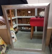 A large silver framed bevel edge mirror 90cm x 116cm COLLECT ONLY