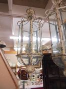 A good quality metal and glass hall lantern, COLLECT ONLY