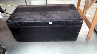 An antique pine tool box 87cm x 46cm x height 37cm COLLECT ONLY