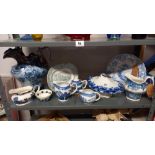 A selection of 19/20c blue and white pottery including tureen, jugs etc