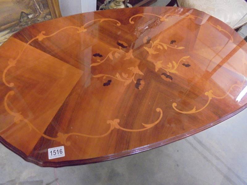 An oval inlaid coffee table, COLLECT ONLY. - Image 2 of 2