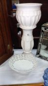 A jardiniere on stand and a fruit bowl on pedestal foot COLLECT ONLY