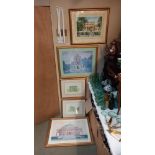 A quantity of framed prints of classical buildings COLLECT ONLY