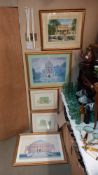 A quantity of framed prints of classical buildings COLLECT ONLY