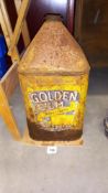 A vintage Golden film lubricants Morris, Shrewsbury, pyramid oil can COLLECT ONLY