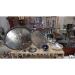 A quantity of silver plate including gallery tray etc