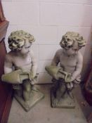 Two garden cherub figures, COLLECT ONLY.