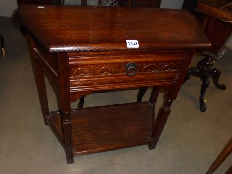 A carved single drawer hall table, COLLECT ONLY.