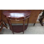 A dark wood stained hall table with single drawer COLLECT ONLY