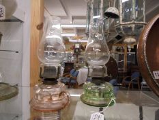 Two Victorian chamber oil lamps.