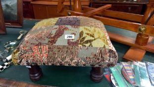 A vintage patchwork covered footstool COLLECT ONLY
