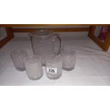 A Whitefriars snowflake set containing jug and 4 tumblers M171 design