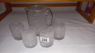 A Whitefriars snowflake set containing jug and 4 tumblers M171 design