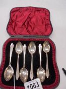 A cased set of six silver teaspoons, maker S Ltd., Birmingham 1924,