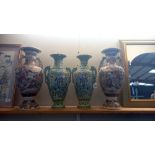 2 pairs of early pottery vases (3 a/f) COLLECT ONLY