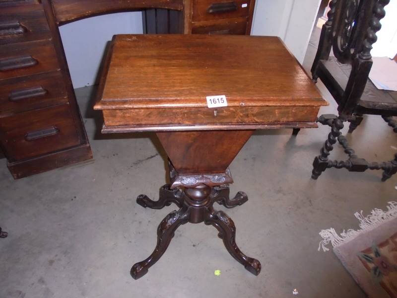 A Victorian cabriole leg sewing table, COLLECT ONLY.