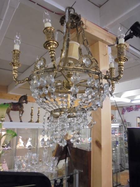 A pair of glass chandeliers in need of restoration. COLLECT ONLY. - Image 3 of 3