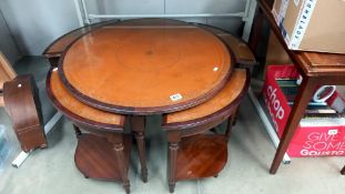 A mahogany inlaid D shaped table. COLLECT ONLY.