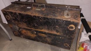 A vintage tin steamer trunk with RAF connection, 38cm x 70cm x 24cm high, COLLECT ONLY